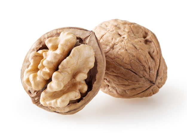 Walnuts isolated on white background with clipping path