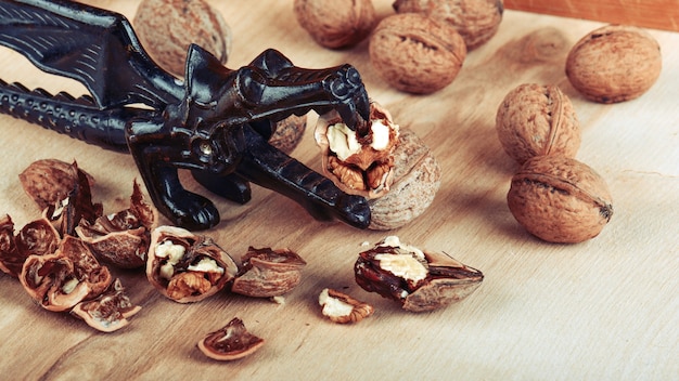 Walnuts and nutcracker