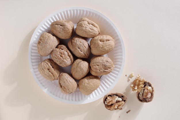 Walnuts in plate