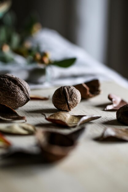 Walnuts on table