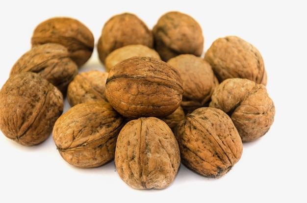 Walnuts on a  white  background