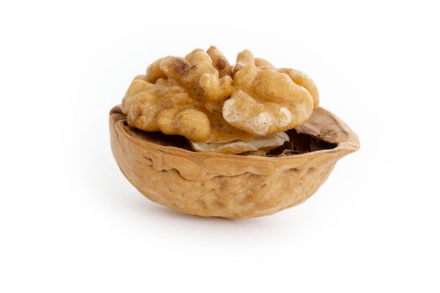 Walnuts on a white background