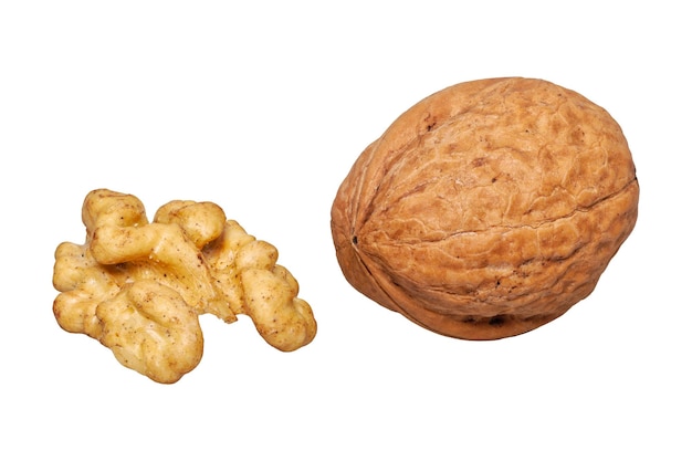 Walnuts on a white background