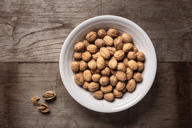 Walnuts in white bowl