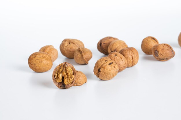 Walnuts with isolated on white.