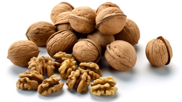 walnuts with white background