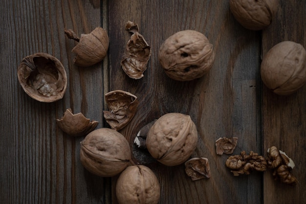 walnuts on wooden background