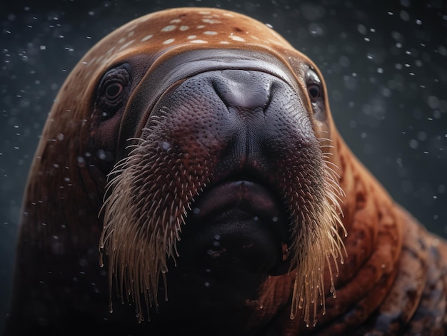 Walrus close up portrait created with Generative AI technology