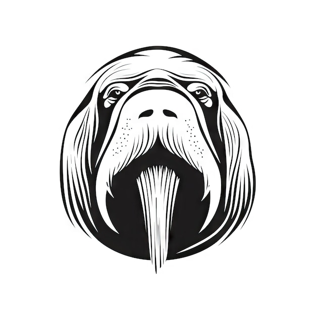 Walrus Head Icon Seal Symbol Arctic Animal Silhouette Walrus Head Symbol Zoo Logo Generative AI Illustration