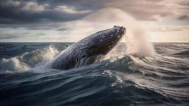 walvis die op de oceaan spettert