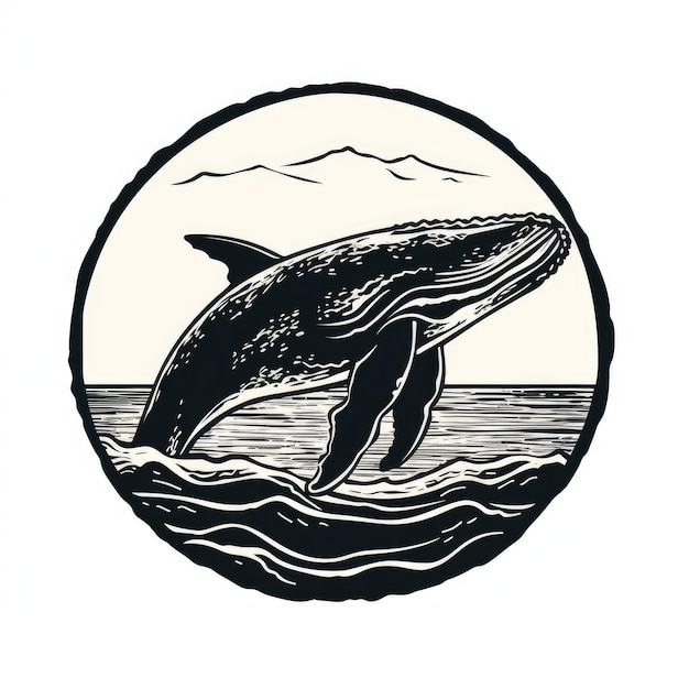 Walvis logo zwart-wit AI gegenereerd beeld