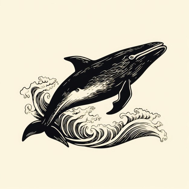 Walvis logo zwart-wit AI gegenereerd beeld