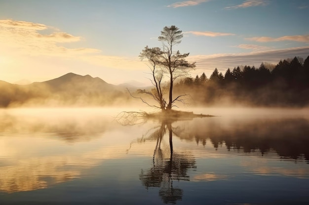 Wanaka's eenzame wilg, die vlak bij de oever van het meer ligt