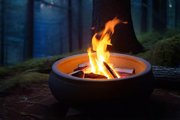 wandelaars zitten bij het kampvuur wandelen camping concept mensen brengen tijd door's nachts zomerkamp in het bos vrienden bedrijf