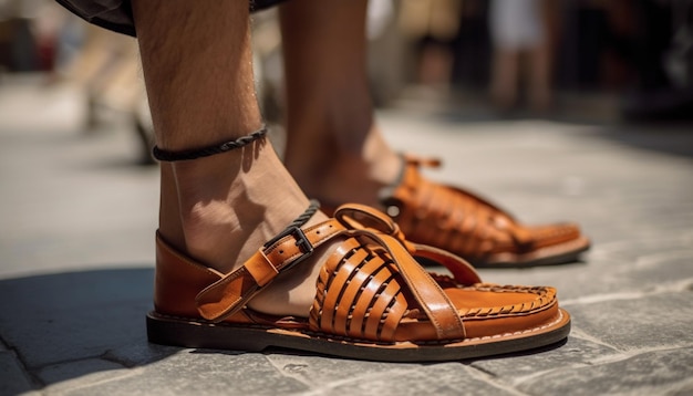 Wandelen door de stad met stijlvolle schoenen gegenereerd door AI