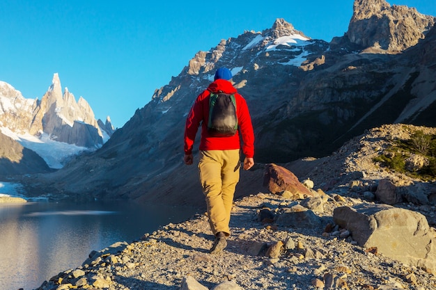 Wandeling in de patagonische bergen, argentinië