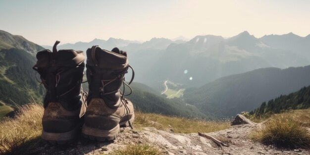 Wandelpad met wandelschoenen