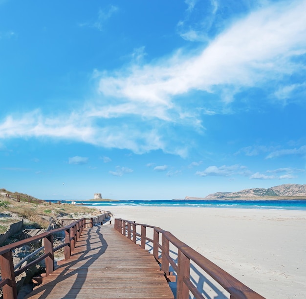 Wandelpad op het strand van La Pelosa Sardinië