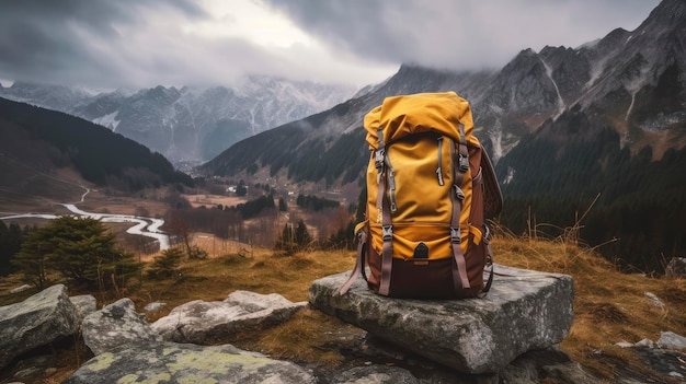 Wandelrugzak met berg als achtergrond