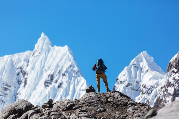 Wandelscène in de bergen van Cordillera, Peru