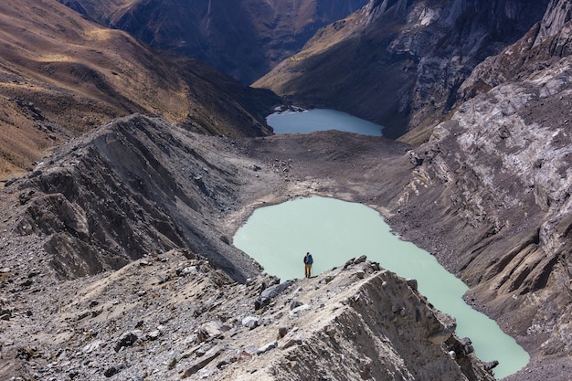 Wandelscène in de bergen van Cordillera, Peru