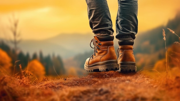 Foto wandelschoenen is de beste sport achtergrondkleur hd generative ai