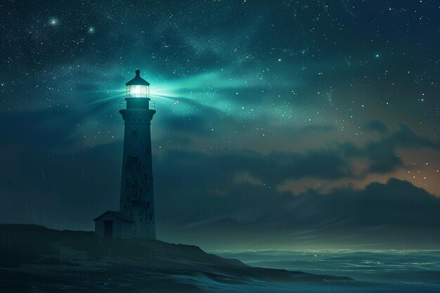 Photo wander into the coastal realm where lighthouses sh generative ai