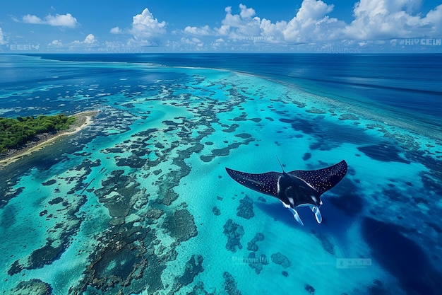 Photo wander into the pristine lagoons where manta rays generative ai