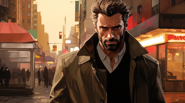 Photo wandering shadows a cinematic affair with hugh jackman in abstract graphic novel art