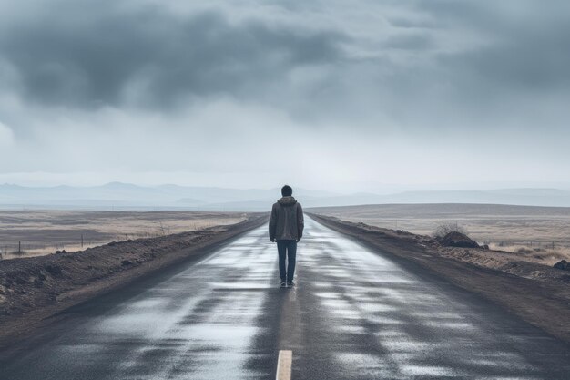 Photo wandering souls captivating the essence of solitude on the road