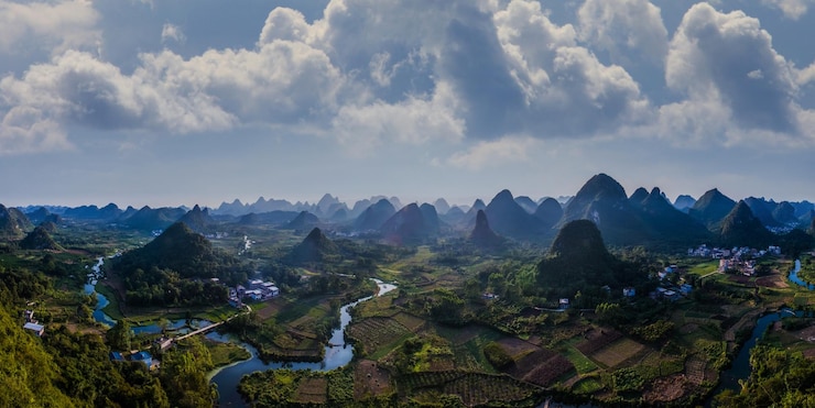 Фотография wanderlust guilin горы панорама самый популярный и красивый туристический пункт в китае