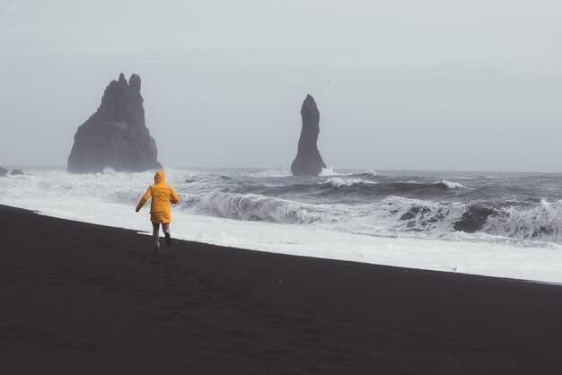 Wanderlust-ontdekkingsreiziger die IJslandse natuurlijke wonderen ontdekt