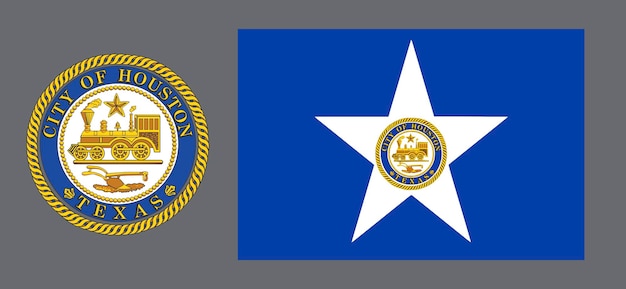 Wapenschild en vlag van de stad USA Houston Achtergrond voor ontwerpers