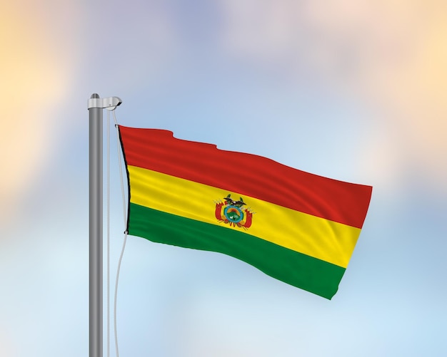 Foto wapperende vlag van bolivia op een vlaggenmast