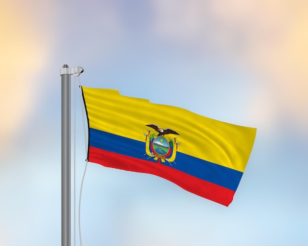 Wapperende vlag van Ecuador op een vlaggenmast