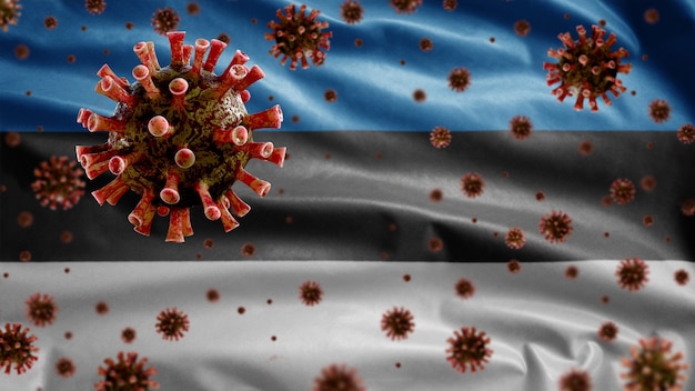 Wapperende vlag van Estland coronavirus microscoopvirus