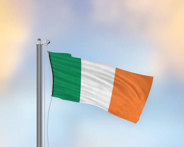 Foto wapperende vlag van ierland op een vlaggenmast