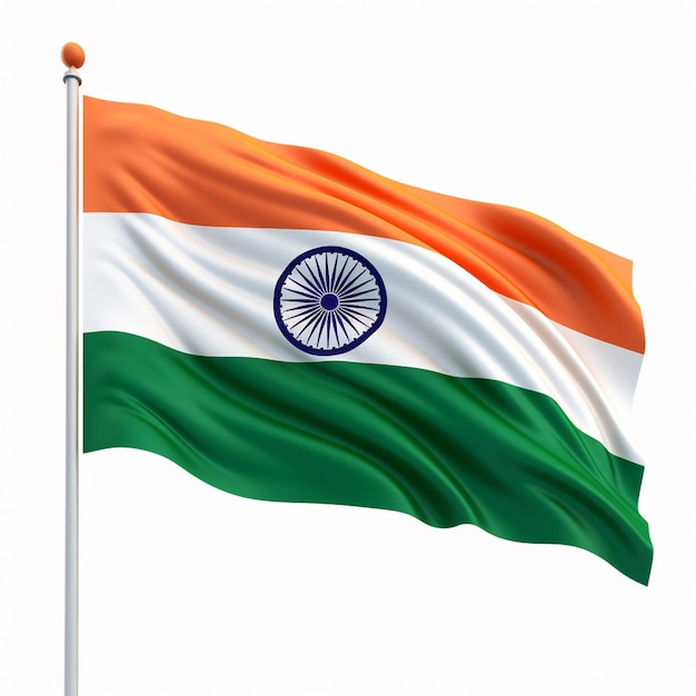 Wapperende vlag van India geïsoleerd op wit