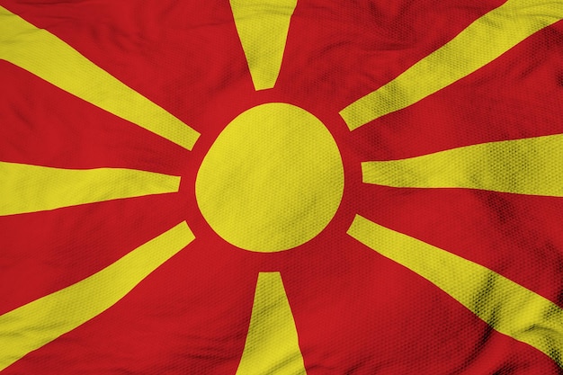 Wapperende vlag van Noord-Macedonië in 3D-rendering