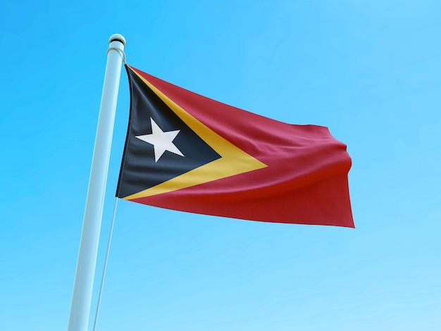 Wapperende vlag van Oost-Timor Stock Foto