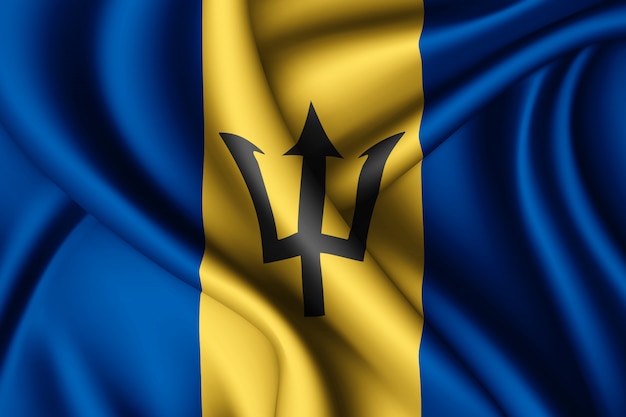 Wapperende zijden vlag van Barbados