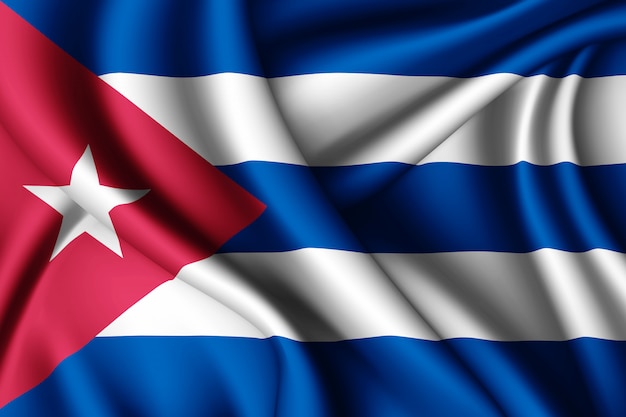 Wapperende zijden vlag van Cuba