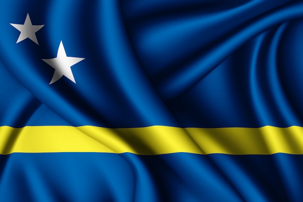 Wapperende zijden vlag van Curacao