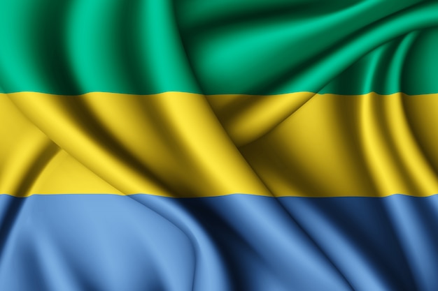 Wapperende zijden vlag van Gabon