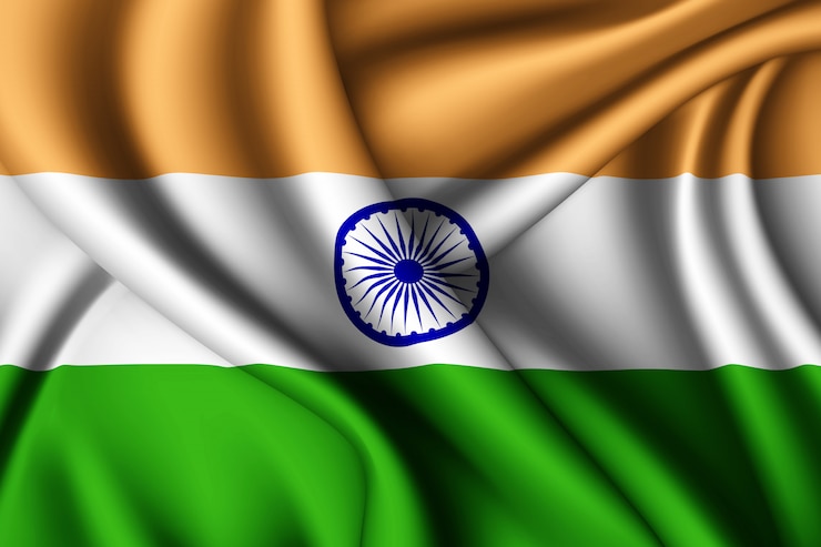 Foto wapperende zijden vlag van india
