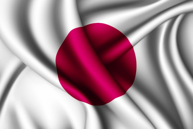 Wapperende zijden vlag van Japan