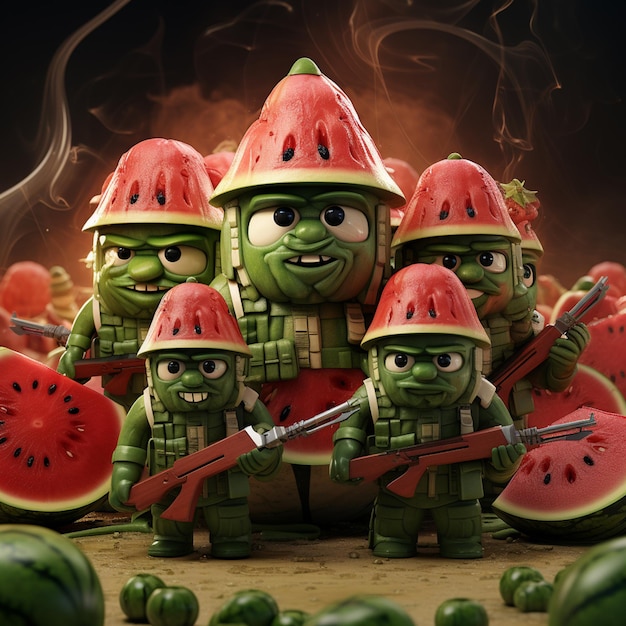 Photo war army watermelon