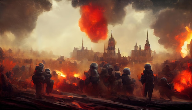 War in battlefield Digital Art Illustration Painting