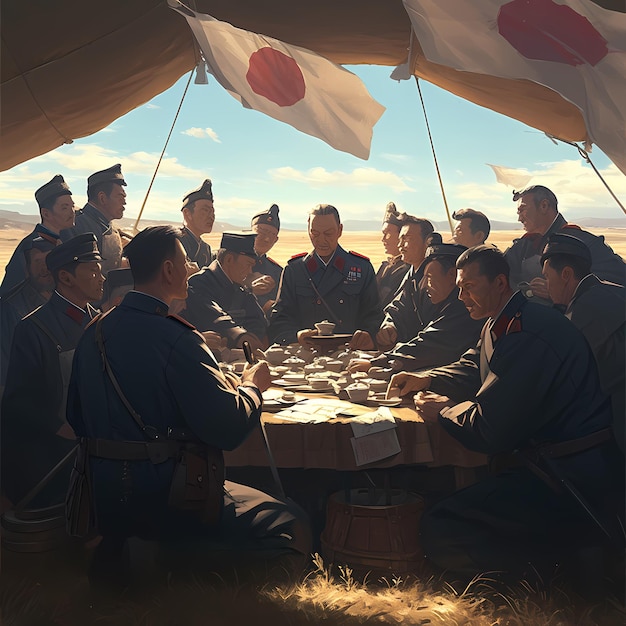 War Commanders Secret Meeting in Field Tent