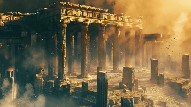 The war of the gods in the Greek temple generative